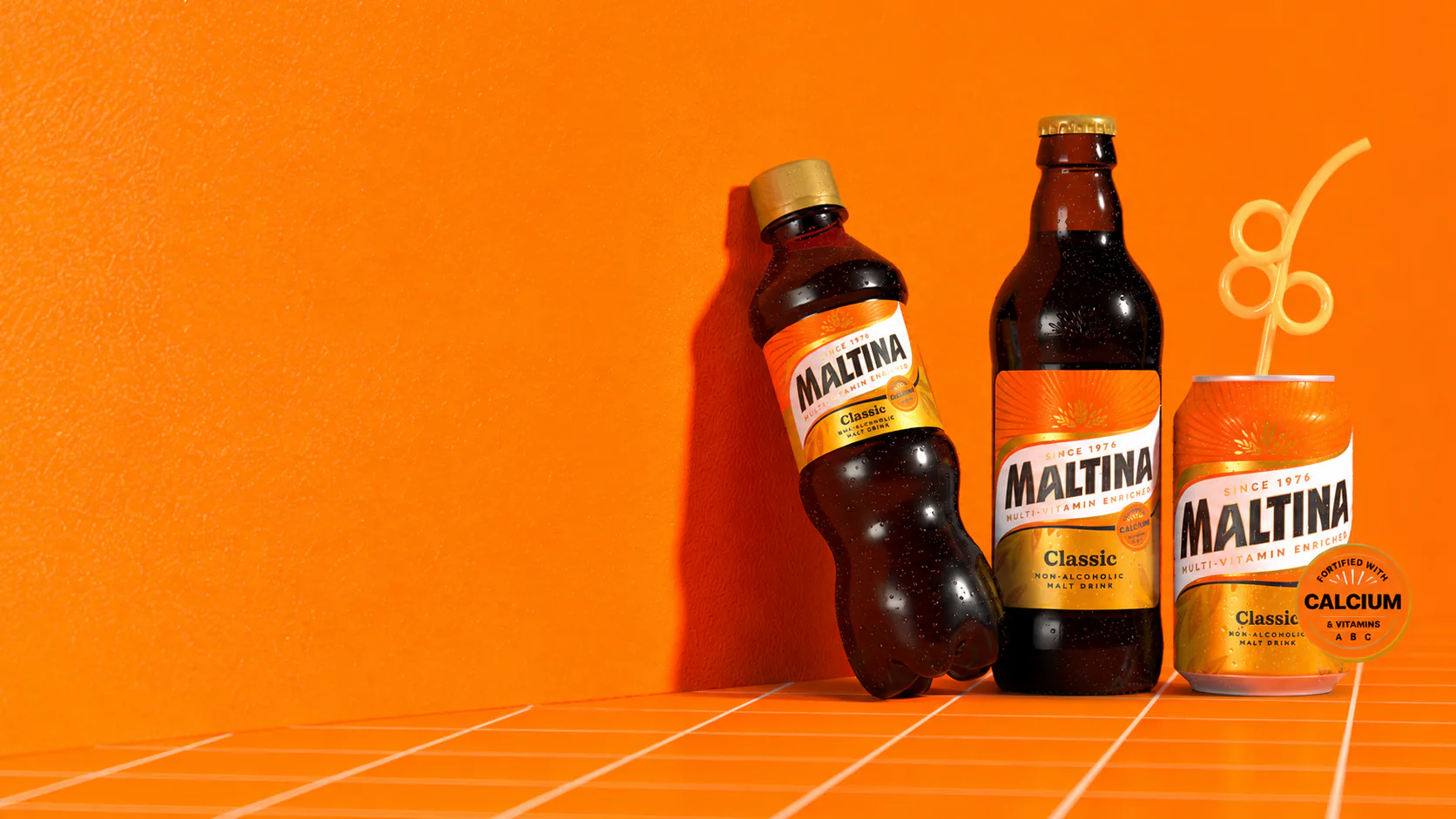 Maltina Classic in the new-look PET bottle, glass bottle and can